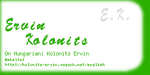 ervin kolonits business card